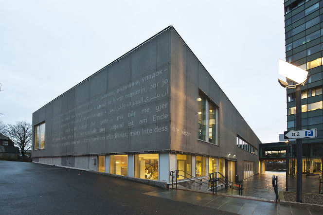 Slik ser Garborgsenteret ut, med Time bibliotek i første etasje,