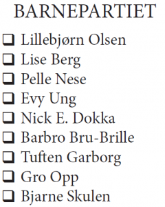 Barnepartiet, liste